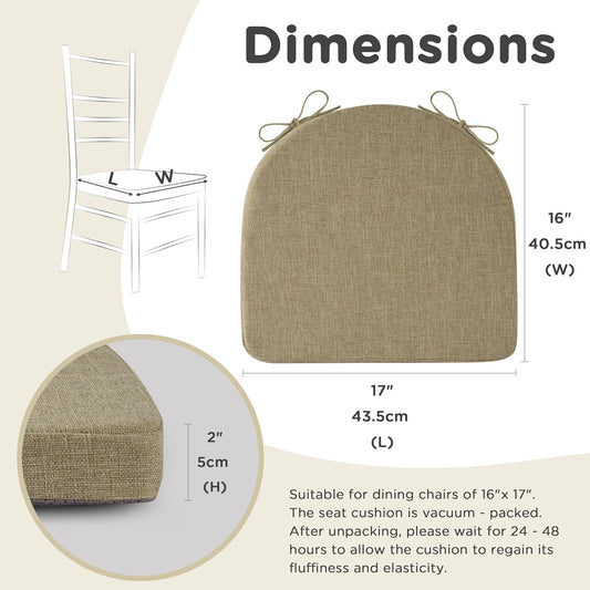 AddGrace Chair Cushions for Dining Chairs 17 * 16 * 2 inch Non-Slip U-Shaped Seat Cushions