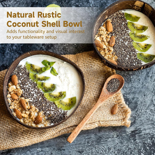 14 PCS Coconut Shell Bowls, Small Polished Wooden Bowl