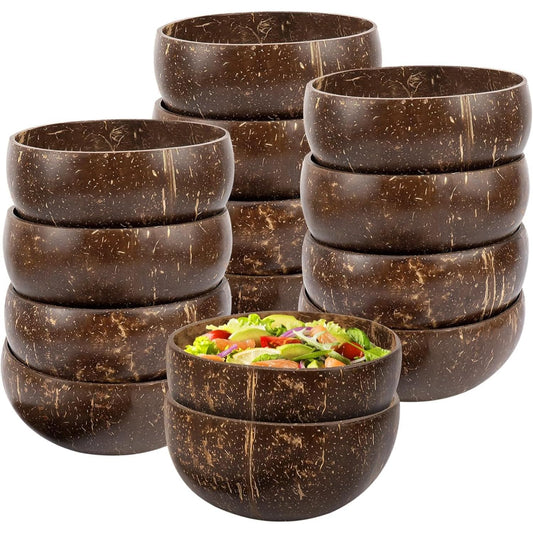 14 PCS Coconut Shell Bowls, Small Polished Wooden Bowl